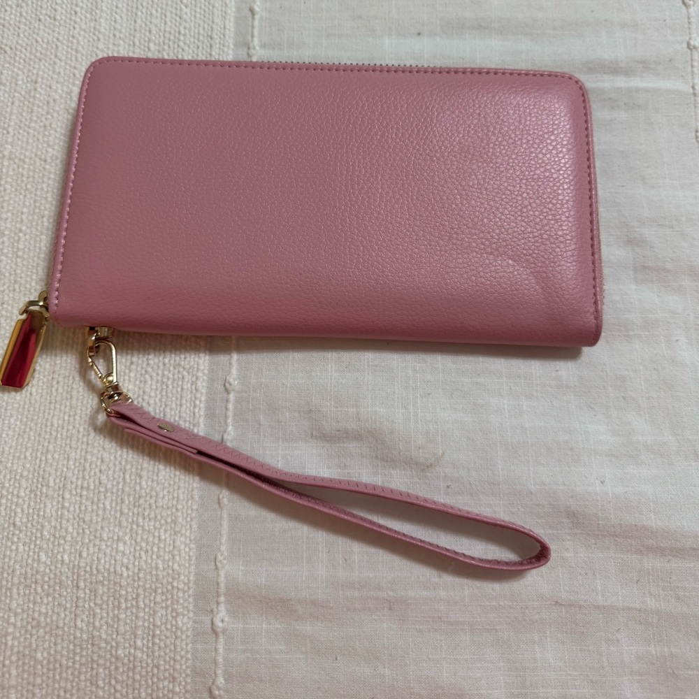 Pink Leather Wristlet Wallet